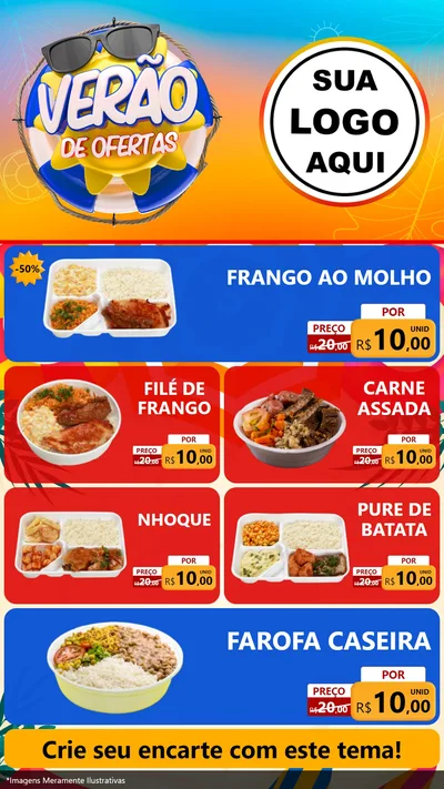 Modelo de TV para TV Vertical com o tema Verão de Ofertas para Restaurante