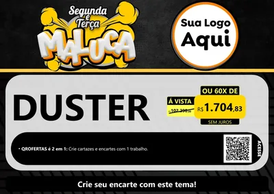 Modelo de Cartaz para Cartaz A4 Horizontal com o tema Segunda e Terça Maluca para Concessionaria de Carros