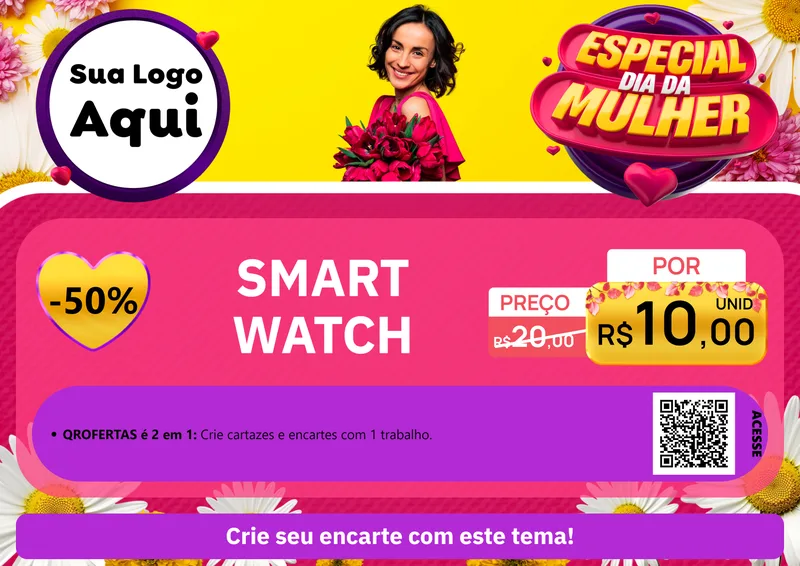 Modelo de Cartaz para Cartaz A4 Horizontal com o tema Especial Dia da Mulher para Informática