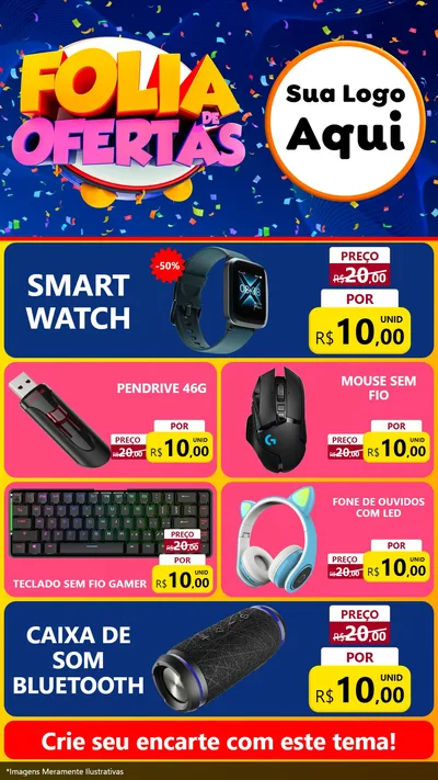 Modelo de TV para TV Vertical com o tema Folia de Ofertas para Informática