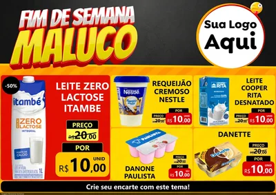 Modelo de Encarte para Encarte A4 Horizontal com o tema Final de Semana Maluco para Frios e Laticínios