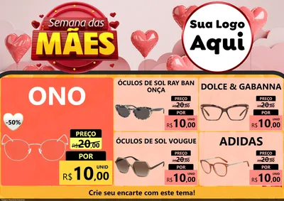 Modelo de Encarte para Encarte A4 Horizontal com o tema Semana das Mães para Óticas
