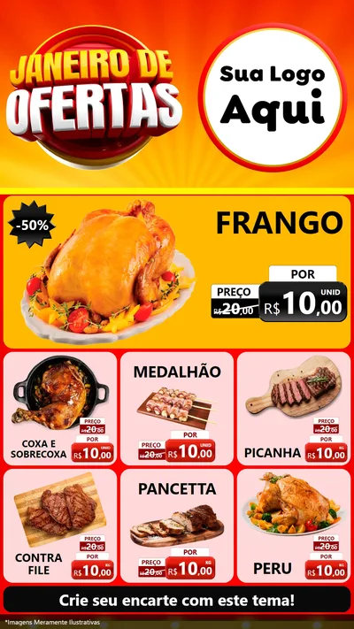 Modelo de Rede Social para Stories com o tema Janeiro de Ofertas para Assados