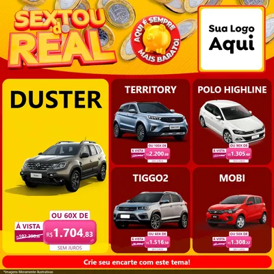Modelo de Rede Social para Feed Facebook com o tema Sextou do Real para Concessionaria de Carros