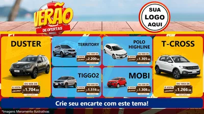 Modelo de TV para TV Horizontal com o tema Verão de Ofertas para Concessionaria de Carros