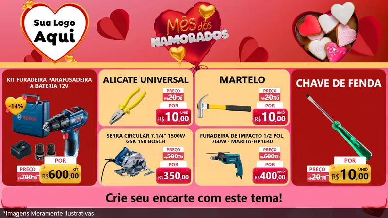 Modelo de TV para TV Horizontal com o tema Mês dos Namorados para Maquinas e Ferramentas
