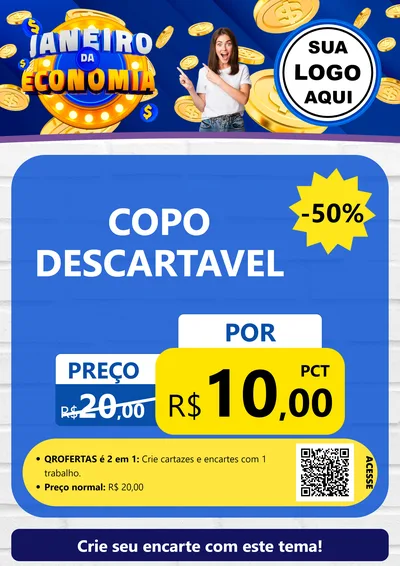 Modelo de Cartaz para Cartaz A4 Vertical com o tema Janeiro da Economia para Embalagens