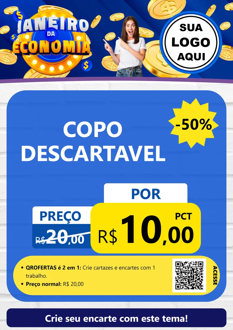 Modelo de Cartaz para Cartaz A4 Vertical com o tema Janeiro da Economia para Embalagens