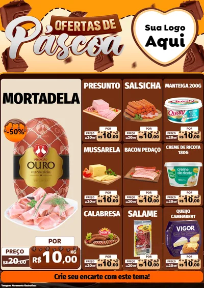 Modelo de Encarte para Encarte A4 Vertical com o tema Ofertas de Páscoa para Frios e Laticínios