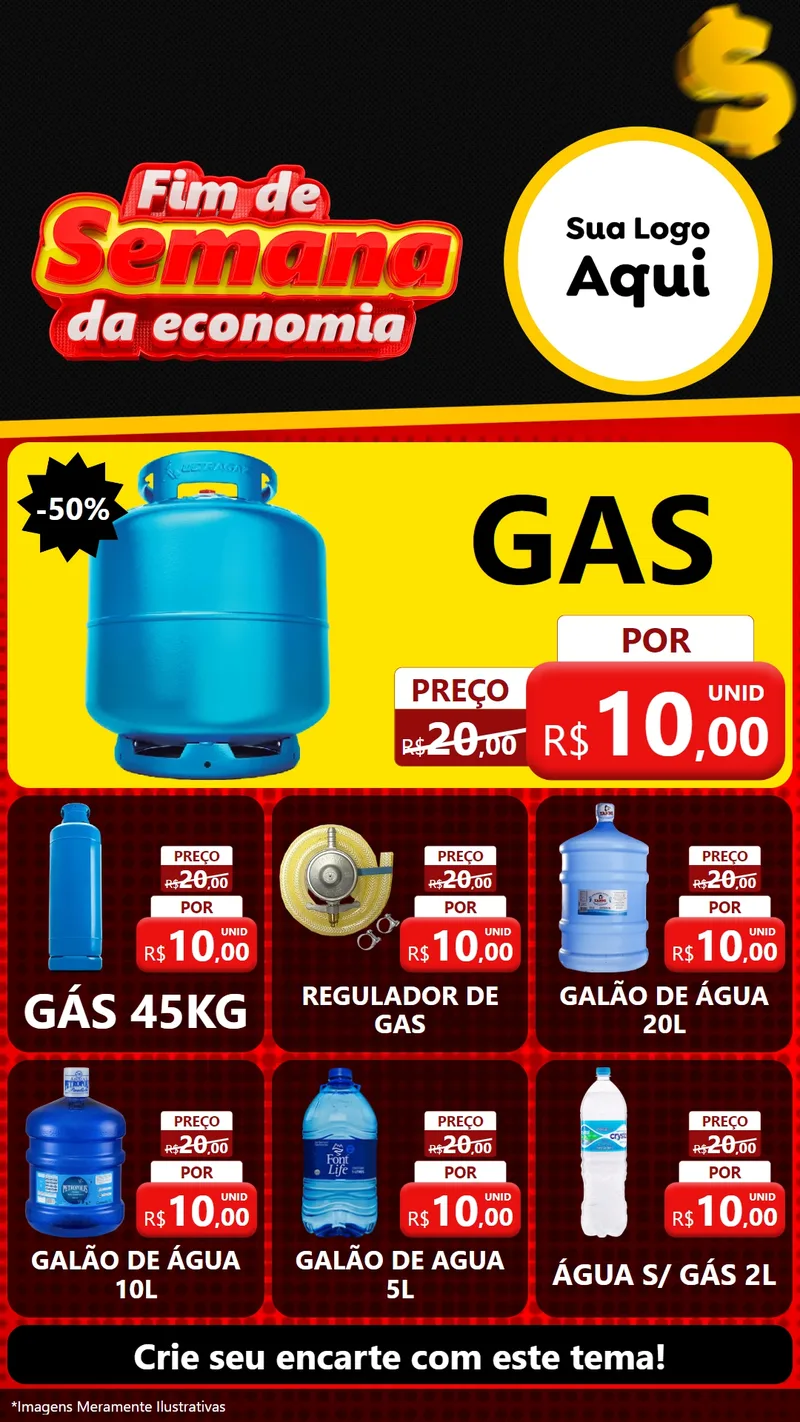 Modelo de Rede Social para Stories com o tema Fim de Semana da Economia para Água e gás