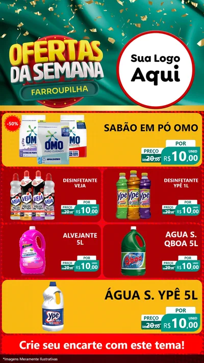 Modelo de TV para TV Vertical com o tema Ofertas da Semana Farroupilha para Produtos de Limpeza