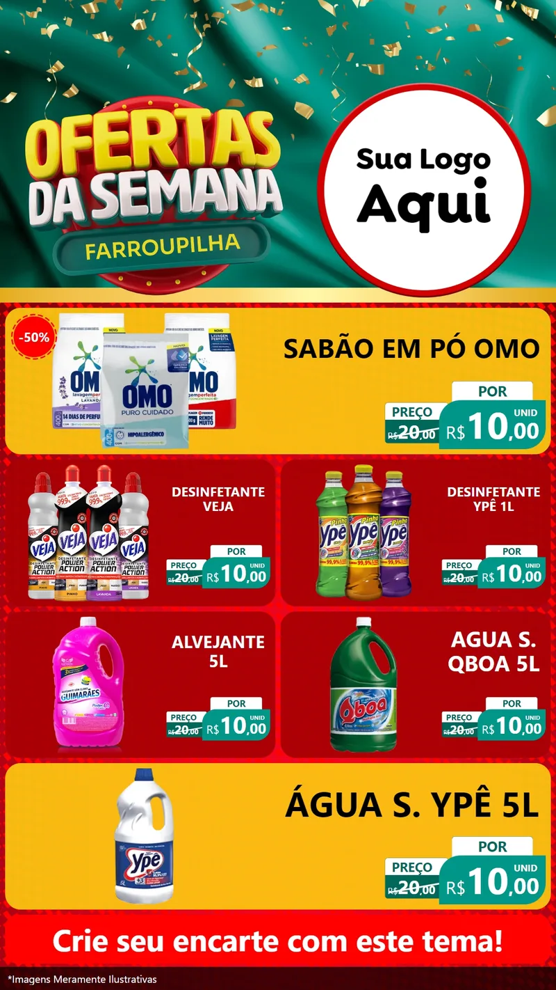 Modelo de TV para TV Vertical com o tema Ofertas da Semana Farroupilha para Produtos de Limpeza