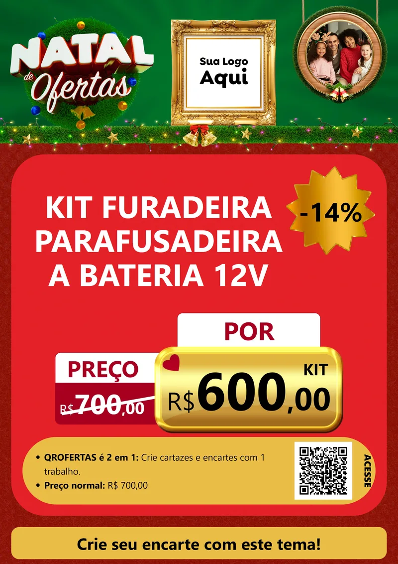 Modelo de Cartaz para Cartaz A4 Vertical com o tema Natal de Ofertas para Maquinas e Ferramentas