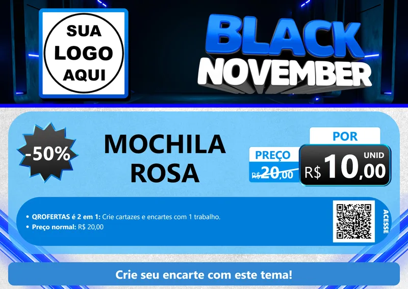 Modelo de Cartaz para Cartaz A4 Horizontal com o tema Black November para Papelaria