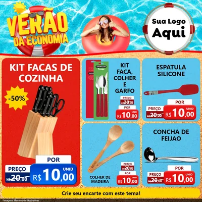 Modelo de Rede Social para Feed Facebook com o tema Verão da Economia para Utilidades Domésticas