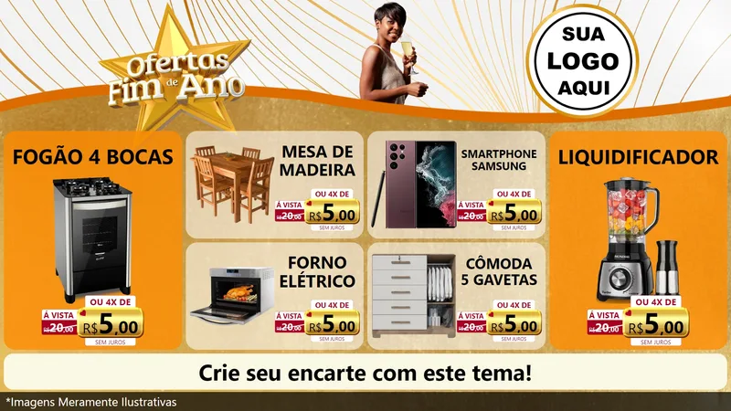Modelo de TV para TV Horizontal com o tema Ofertas Fim de Ano para Móveis e Eletro