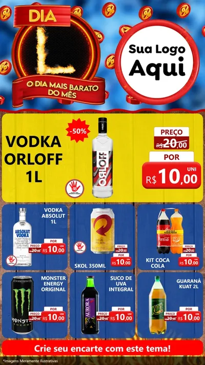 Modelo de Rede Social para Stories com o tema Dia L - O Dia Mais Barato Do Mês para Distribuidora de bebidas