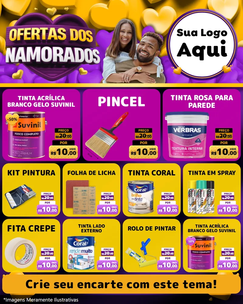 Modelo de Rede Social para Feed Instagram com o tema Oferta Dos Namorados para Tintas e Ferramentas