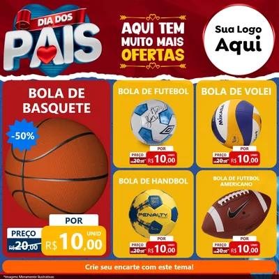 Modelo de Rede Social para Feed Facebook com o tema Dia dos Pais para Artigos Esportivos