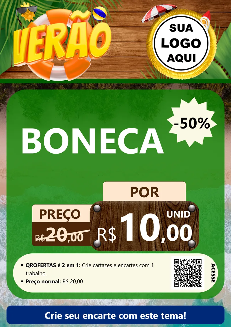 Modelo de Cartaz para Cartaz A4 Vertical com o tema Verão para Brinquedos