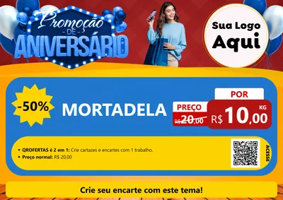 Modelo de Cartaz para Cartaz A4 Horizontal com o tema Promoção de Aniversário para Frios e Laticínios