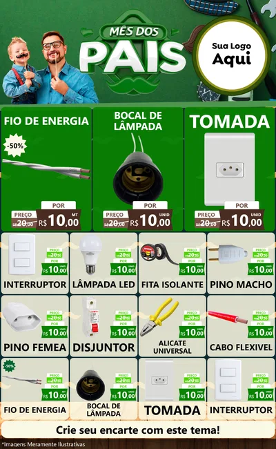 Modelo de Encarte para Encarte Grande com o tema Mês dos Pais para Materiais Elétricos