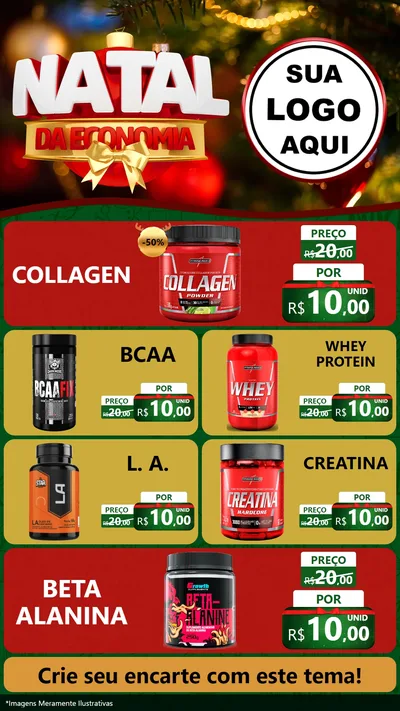Modelo de TV para TV Vertical com o tema Natal da Economia para Suplementos alimentares