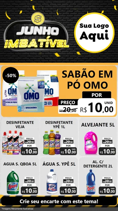 Modelo de Rede Social para Stories com o tema Junho Imbatível para Produtos de Limpeza