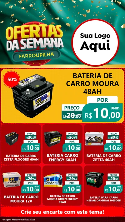 Modelo de Rede Social para Stories com o tema Ofertas da Semana Farroupilha para Baterias Elétricas