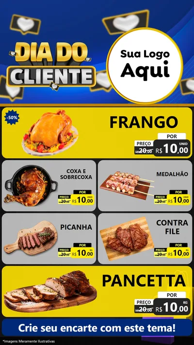 Modelo de TV para TV Vertical com o tema Dia Do Cliente para Assados