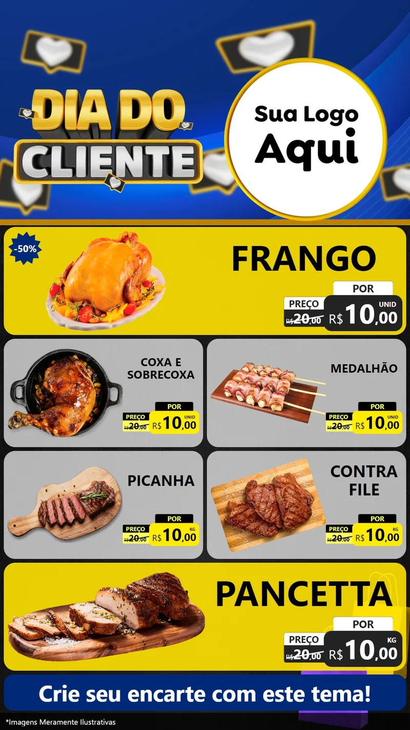 Modelo de TV para TV Vertical com o tema Dia Do Cliente para Assados