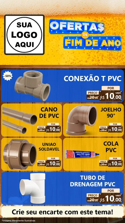 Modelo de TV para TV Vertical com o tema Ofertas de Fim de Ano para Tubos e conexões