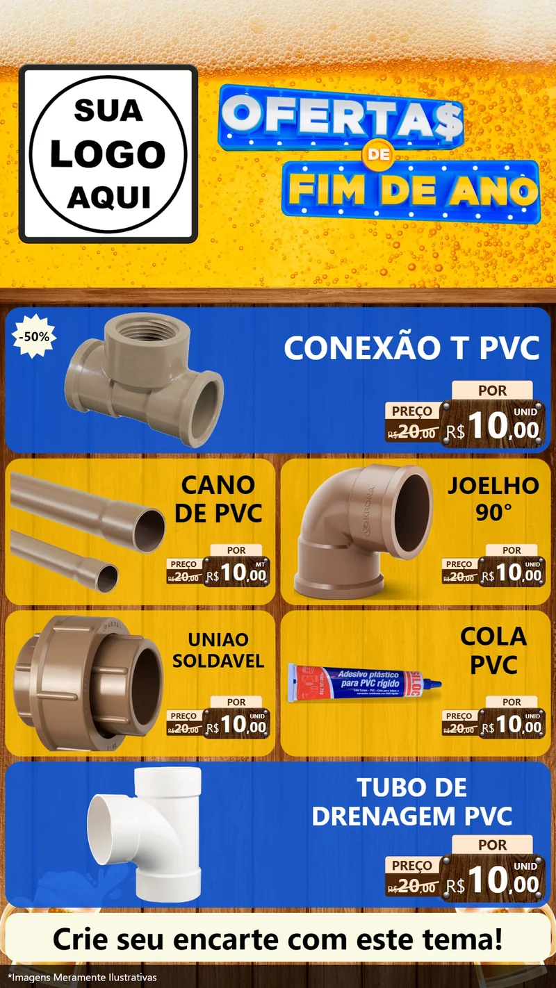 Modelo de TV para TV Vertical com o tema Ofertas de Fim de Ano para Tubos e conexões