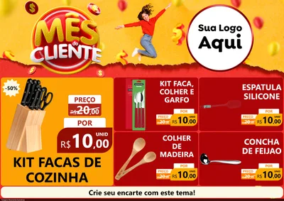 Modelo de Encarte para Encarte A4 Horizontal com o tema Mês do Cliente para Utilidades Domésticas