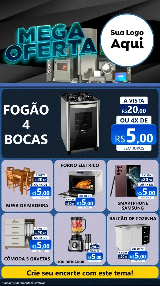 Modelo de Rede Social para Stories com o tema Mega Oferta - Eletro para Móveis e Eletro