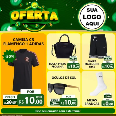 Modelo de Rede Social para Feed Facebook com o tema Oferta para Roupas e acessórios