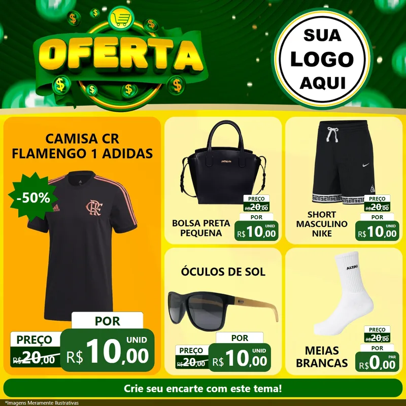 Modelo de Rede Social para Feed Facebook com o tema Oferta para Roupas e acessórios