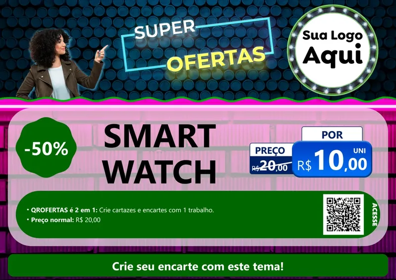 Modelo de Cartaz para Cartaz A4 Horizontal com o tema Super Ofertas para Informática