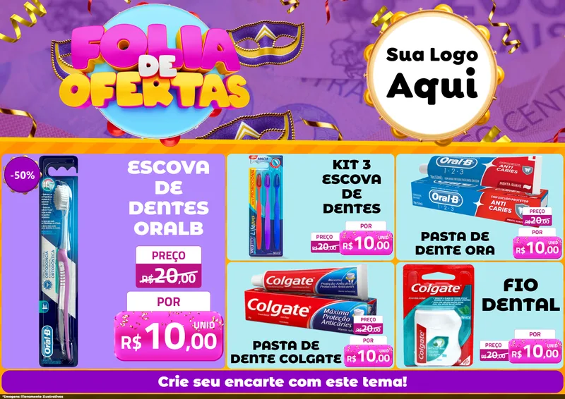 Modelo de Encarte para Encarte A4 Horizontal com o tema Folia de Ofertas para Higiene Pessoal