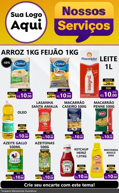 Modelo de Encarte para Encarte Grande com o tema Nossos Serviços para Supermercado