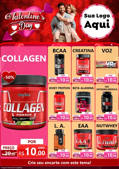 Modelo de Encarte para Encarte A4 Vertical com o tema Valentine's Day para Suplementos alimentares
