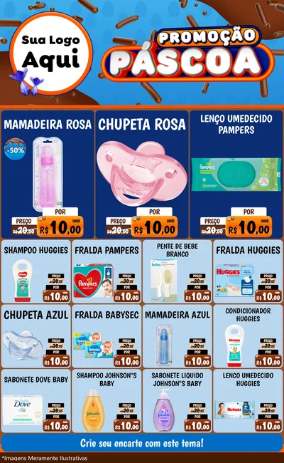 Modelo de Encarte para Encarte Grande com o tema Promoção Páscoa para Bebês