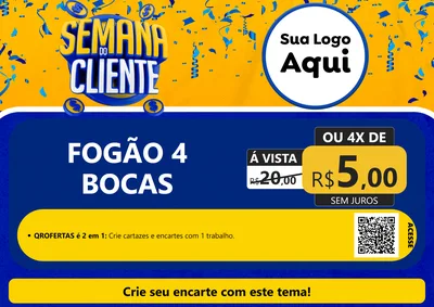 Modelo de Cartaz para Cartaz A4 Horizontal com o tema Semana do Cliente para Móveis e Eletro