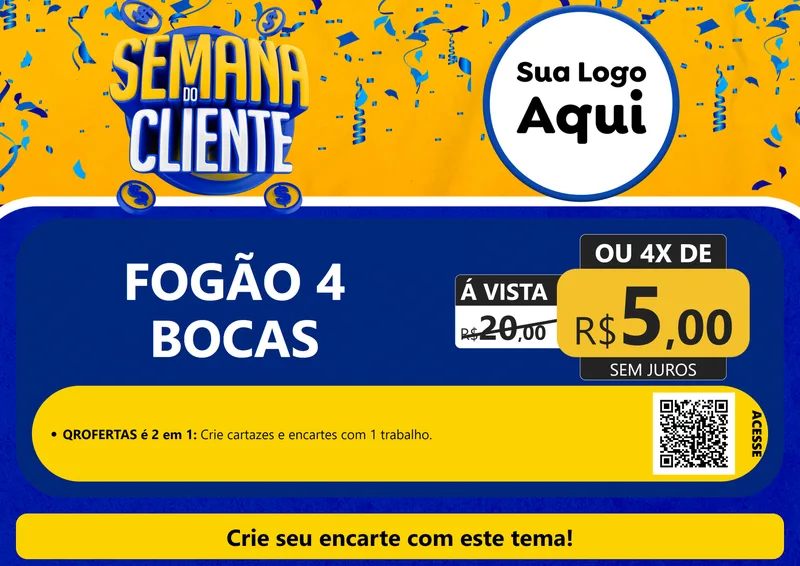Modelo de Cartaz para Cartaz A4 Horizontal com o tema Semana do Cliente para Móveis e Eletro