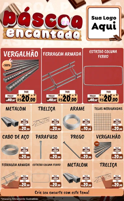 Modelo de Encarte para Encarte Grande com o tema Páscoa Encantada para Ferragens
