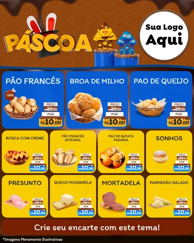 Modelo de Rede Social para Feed Instagram com o tema Páscoa para Padaria