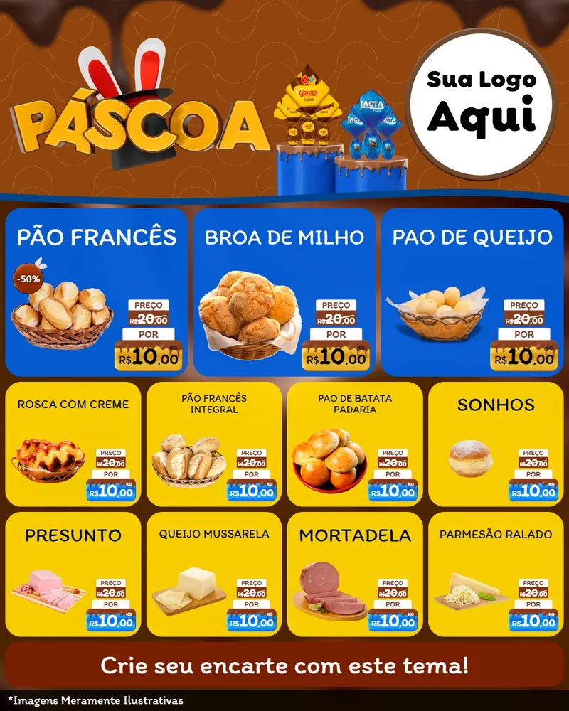 Modelo de Rede Social para Feed Instagram com o tema Páscoa para Padaria