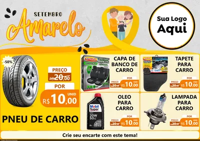 Modelo de Encarte para Encarte A4 Horizontal com o tema Setembro Amarelo para Auto peças