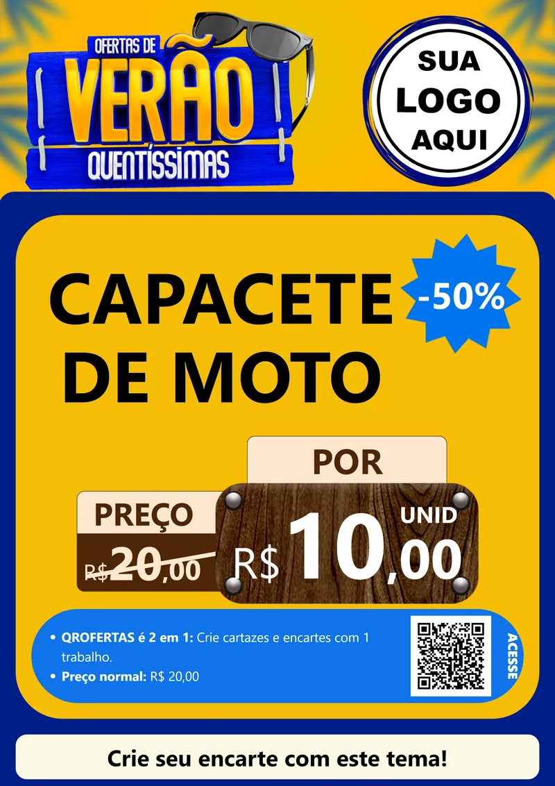 Modelo de Cartaz para Cartaz A4 Vertical com o tema Ofertas de Verão Quentíssimas para Moto peças