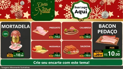 Modelo de TV para TV Horizontal com o tema Natal de Ofertas para Frios e Laticínios